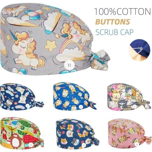 Sweatband Bouffant Surgicals Hat Cotton Horse Printing Dentist Nursing Caps Beauty Salon Dental Working Accessories Cap Women