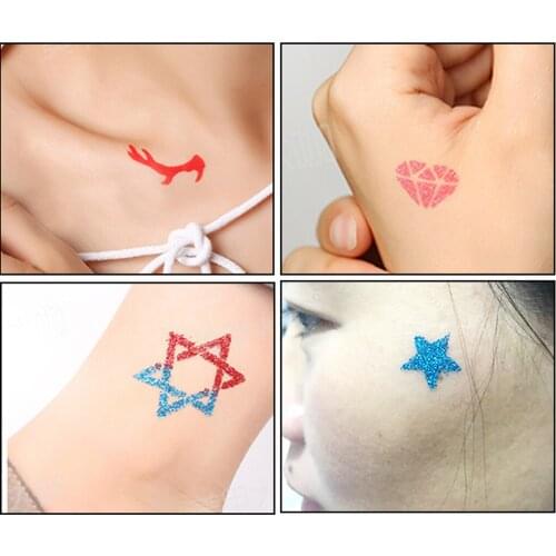 Face Nail Iridescent Chunky Glitters Sticks Stickers Decals Glue Case Set