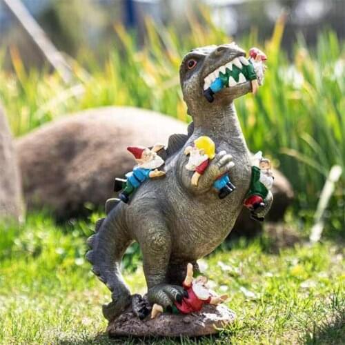 Outdoor garden decoration dwarf statue resin craft dinosaur eat elf dwarf decoration new products