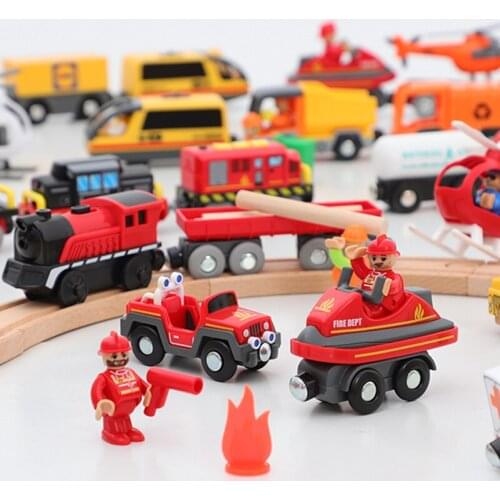RC Railway Locomotive Magnetically Connected Electric Train Magnetic Rail Toy Compatible with Biro Wooden Track for Kids Gift