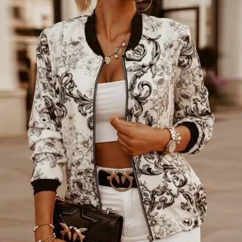 Women Jacket Thin Printing Hoody 2020 Fashion Basic Long Sleeve Coat Ladies Casual Windbreaker Stand Collar Slim Outerwear