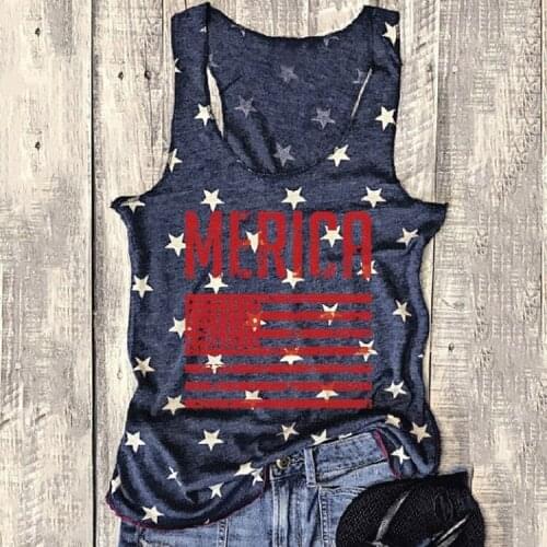 Womens Vest American Flag Printed Sleeveless T-shirt tank top women all neon store clothes womens tops y2k