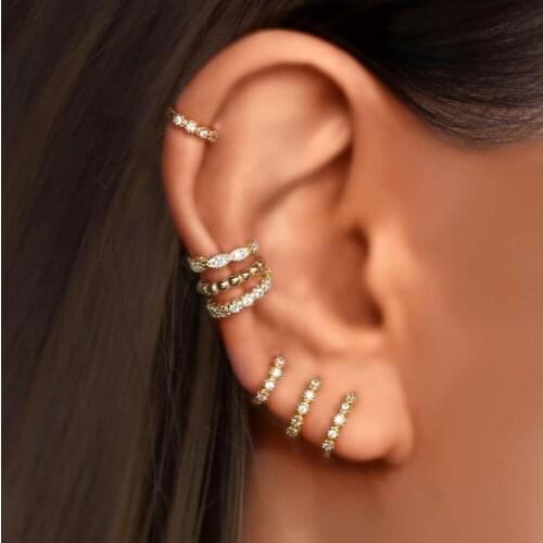 GOLDED cz clip ear cuff stacking cuffs earrings women girl no piercing classic simple micro pave cz circle 925 sterling silver