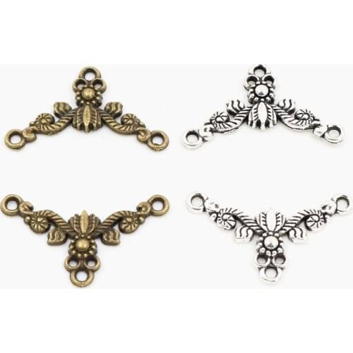 26x15mm 30pcs Antique Silver Plated Bronze Plated Flower Style Connector Handmade Charms Pendant:DIY for bracelet necklace