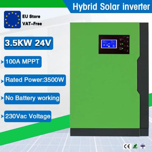 Wi-Fi 3500VA/3500W 24VDC 230VAC PV 5000W Off Grid Hybrid Pure Sine Wave Power Inverter with 100A MPPT Charge Controller