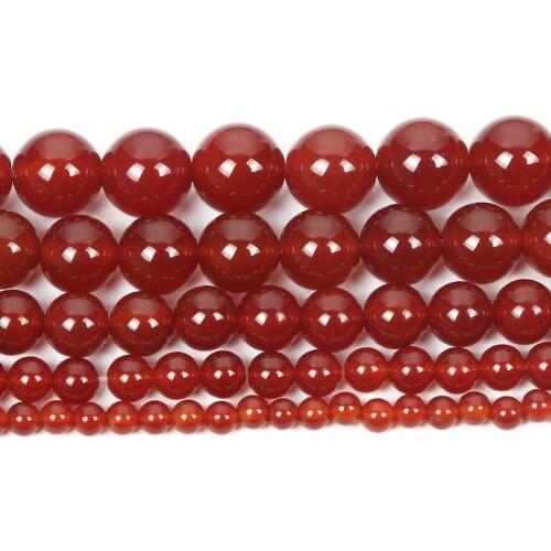 4-12mm Natural Stone Bead Round Smooth Red Agates Stone Loose Beads For Jewelry Making DIY Charm Bracelet Necklace Handmade