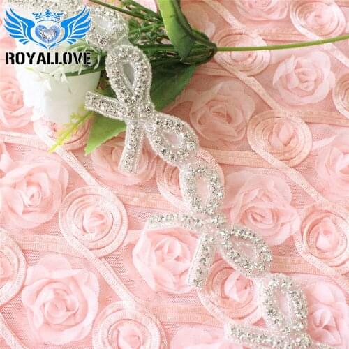 5 Yards of SALE! Crystal Rhinestone Bow Applique DIY Baby Headband Bridal Applique Wedding Garter Crystal Craft Trimmings-75pcs