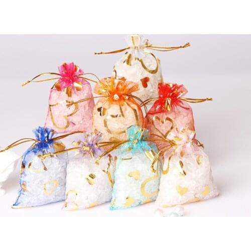 50pcs Jewelry Pouch Gorgeous Little Thing Christmas Drawstring Organza Pouches Jewelry Packaging Bags Wedding Party Gift Bag