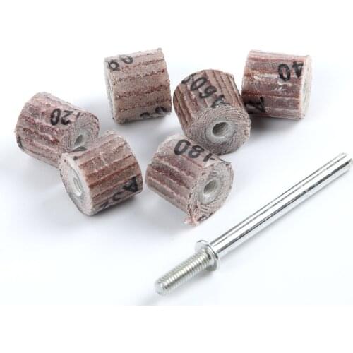 6PCS 80-600 Grit Flap Wheel Sanding + 1PC Mandrel For Grinder Rotary Accessories Polishing Metals And Non-metallic Materials