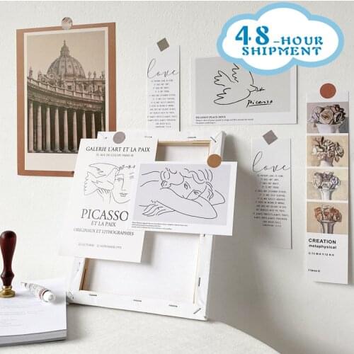 W&G 7 Sheets Ins Nordic Decorative Cards Wall Decoration Bedroom Photo Frame Painting Wall Stickers Decorative Cards