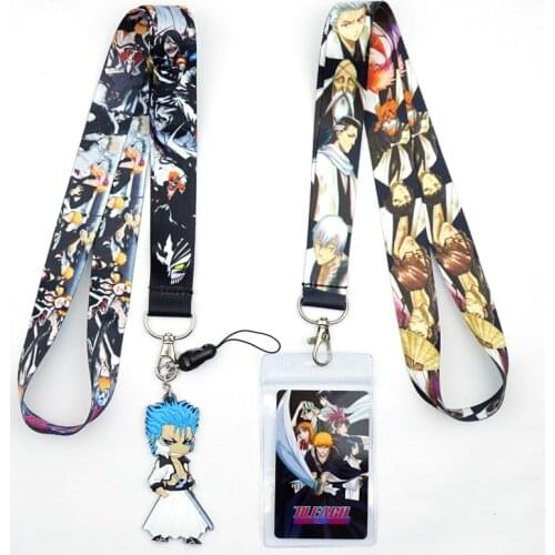 Anime BLEACH Kurosaki Ichigo Lanyard Neck Straps ID Badge Holder Pendant Keyring Charms Mobile Phone Cosplay Keychain Gifts