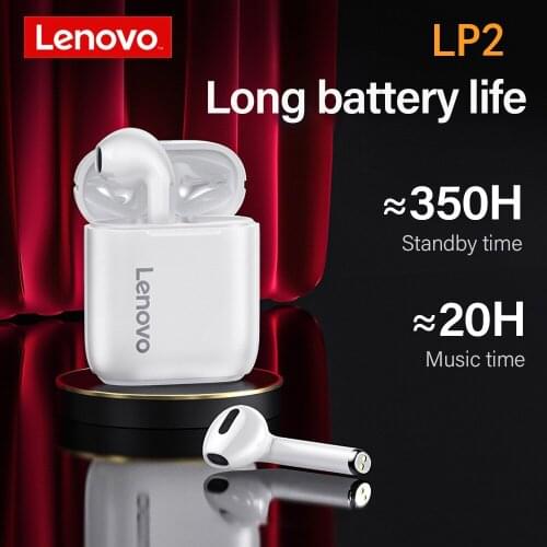 Lenovo LP2 TWS Wireless Earphone BT 5.0 Dual Stereo Bass Touch Control IPX5 life waterproof LP1 XT91 Earphones Update