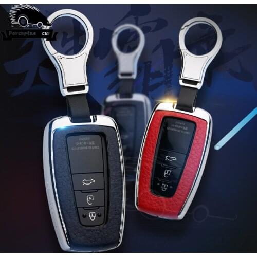 Zinc Alloy Leather Fob Case Cover Car Key for Toyota Camry Prius C-HR CHR 2016-2018 Prado 2 3 Keyless Remote Buttons