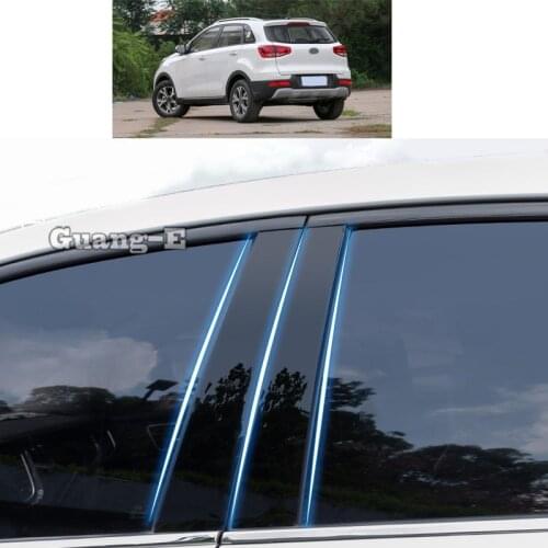 For Kia KX3 2015 2016 2017 2018 2019 Car PC Material Pillar Post Cover Door Trim Window Piano Black Molding Sticker Plate 6pcs