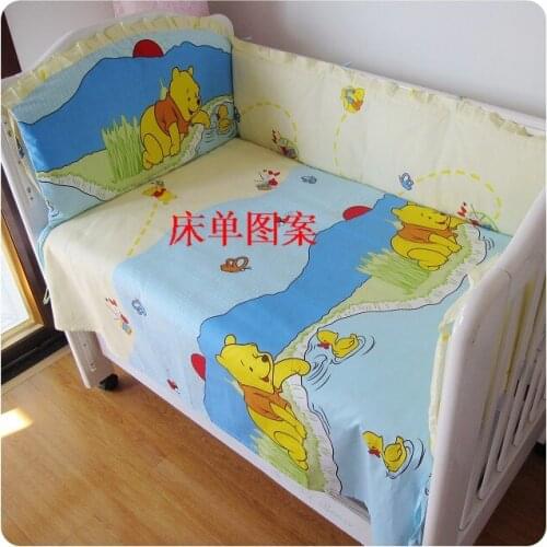 6PCS Crib Bumper Baby Bedding Set for Boys Baby Bedding jogo de cama Boy Crib 100% Cotton ,(bumpers+sheet+pillow cover)