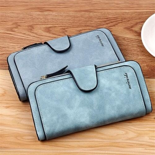 Long Wallet Women Matte Leather Multifunction Zipper Female Hasp Solid Color Coin Purses Ladies Clutch Phone Bag Card Holder