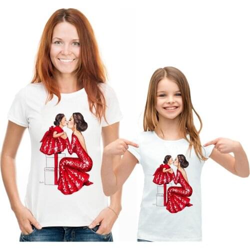 LUCKYROLL Same T-shirts For Mom And Daughter