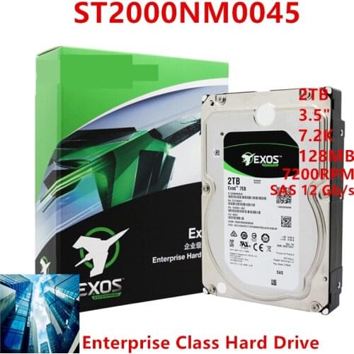 New HDD For Seagate Brand Exos 2TB 3.5" 7.2K SAS 12 Gb/s 128MB 7200RPM For Internal HDD For Enterprise HDD For ST2000NM0045