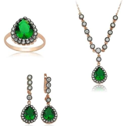 Original silver , Diamond ModeGreen Drop Set ,Most Special Jewelry Sets Suitable and Quality Products Types