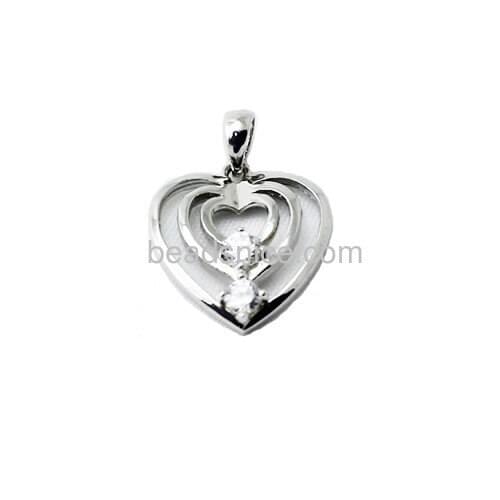 Heart Pendant charm Jewelry Pendants Sterling silver Heart-shaped, 17.5x17mm, hole: 4x2mm, sold by PC, ID:29353