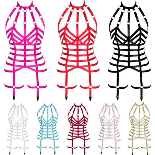 Goth Garters Suspenders Dance Party Club Wear Feather Erotic Lingerie Women Sword Belt Elastic Harness Bra Cage Sexy Lingerie