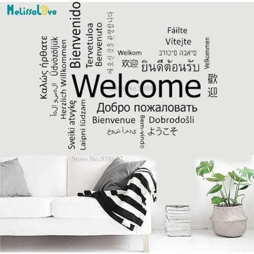Welcome Bienvenido multi-lingual Many languages Reception Sign Decal Window Door Store decor Removable Vinyl Wall Sticker BA180