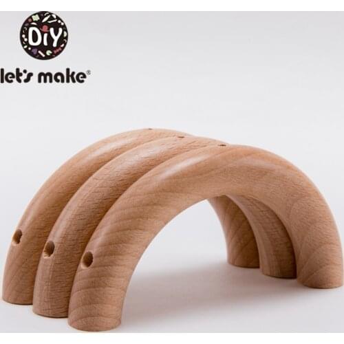 LetS Make Baby Wooden Teether 10pcs Semi Ring Beech Wooden Unicorn Teething New Born Three Holes Play Gym Diy Teether Baby toys