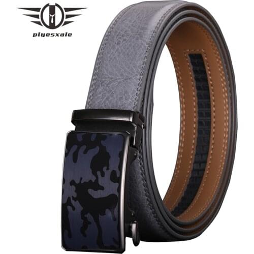 Camouflage Automatic Ratchet Buckle Men Belt High Quality Cow Genuine Leather Luxury Gray Mens Casual Formal Dress Belt B291