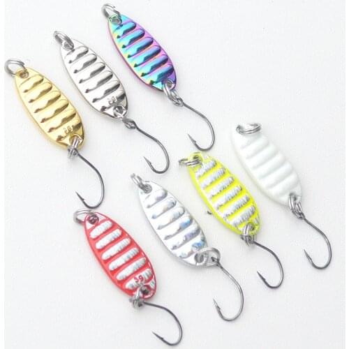 Fishing Spoon Lures 2pcs Worm Simulation Laser Luminous Small Fishing Spoons Single Hook Metal Fishing Artificial Bait 1.5g 3g