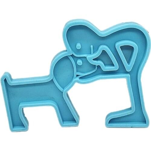 U90E Dogs Kiss Keychain Epoxy Resin Mold DIY Crafts Jewelry Pendant Silicone Mould