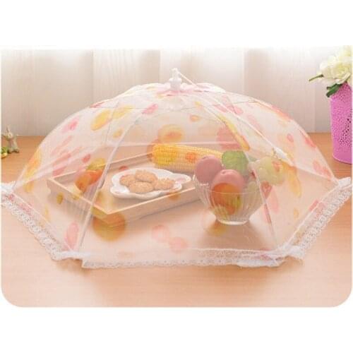 Kitchen folded food cover umbrella mesh food dish cover kitchenware cfovering cap dirt dust prevent