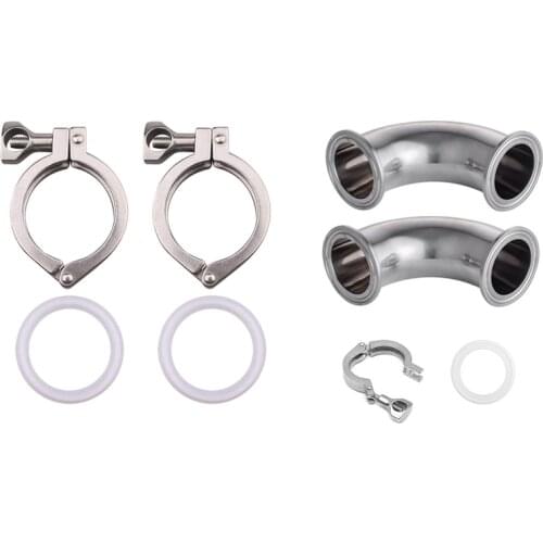 2Pcs Tri-Clamp Steel Single Pin Heavy Duty Tri Clamp & 2Pcs 2 Inch Pipe 304 Stainless Steel Sanitary Elbow Pipe Fitting CNIM Hot
