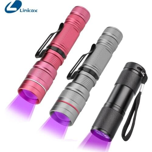 UV Flashlight Ultraviolet Torch With Zoom Function Mini UV Black Light Pet Urine Stains Detector Scorpion Hunting
