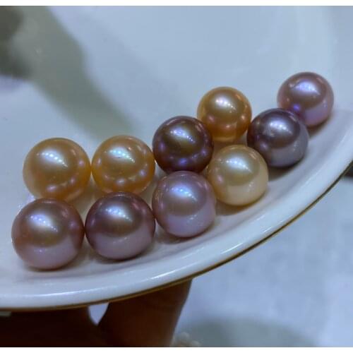 3A High Luster Big size Pearls Beads 10-13mm Natural White Pink Purple Freshwater Pearl Edison Loose Round Pearls for Pendant