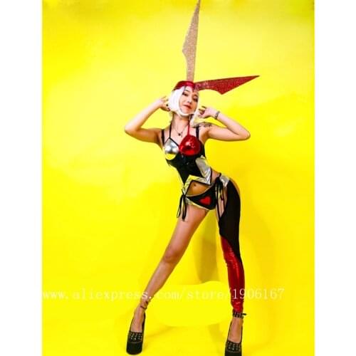 Female Sexy Rabbit Dance Suit With Headwear Nightclub Stage Performance Clothes Halloween Event Props Ballroom Costume