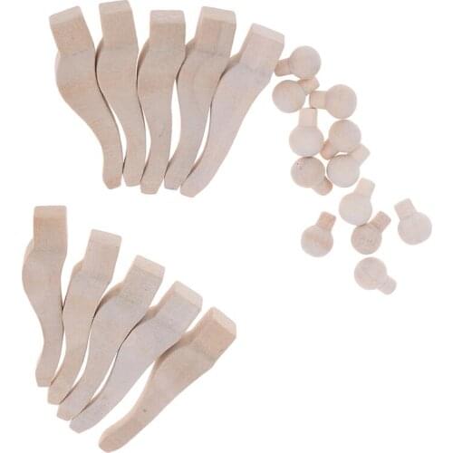 10pcs/Set Wooden Table Legs Drawer Round Pull Handles For 1/12 Doll House Miniature Decoration DIY Making Accessories