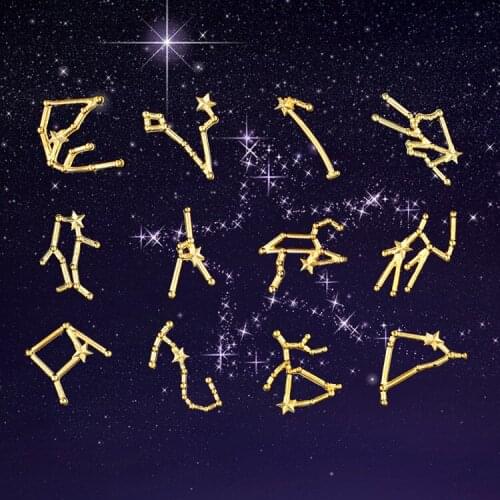 12pcs/lot Horoscope Stuff UV Resin Charm Craft Metal Constellation inclusions Accessories for DIY Jewelry Making Starry Sky