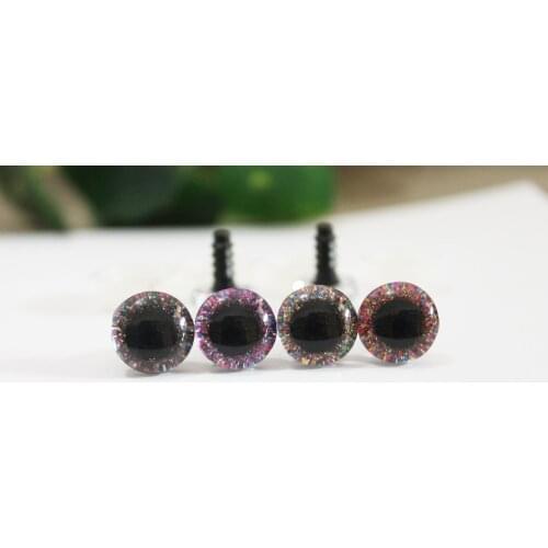 300pcs/lot new cute 14mm clear 3D glitter safety toy eyes +glitter fabric+ white hard washer--size & color option-N4