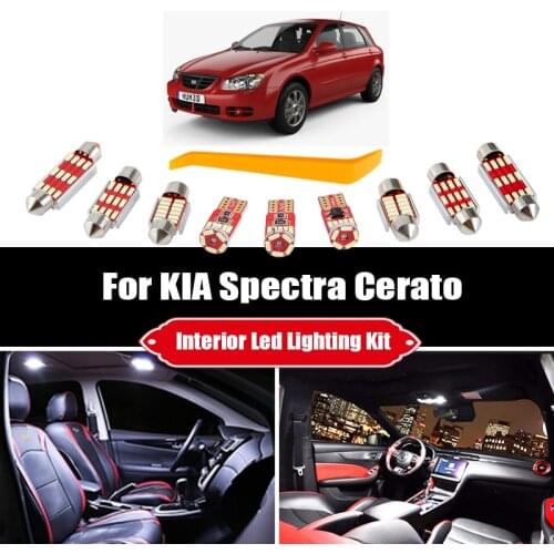 8Pcs Canbus Error Free For KIA Spectra For Cerato 2003-2009 Vehicle LED Interior Map Dome Trunk Light Car Accessories