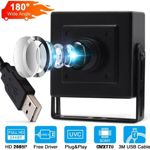 8MP USB Surveillance Camera MJPEG 15fps 3264X2448 Sony IMX179 Wide Angle 180 Degree Fisheye Webcam For Windows Linux Mac