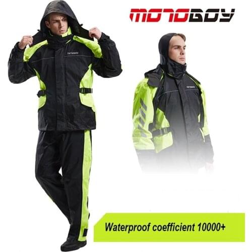 Free shipping 1set Waterproof Reflective Jacket and Pants Off-road Motocross Racing Raincoat Rain Pants Suit Motorcycle Raincoat