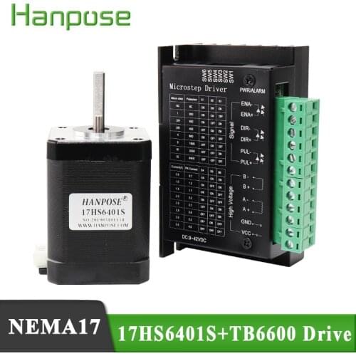Free shipping nema17 stepper motor 60mm /2-phase hybrid stepper motor with driver TB6600 for 3D printer
