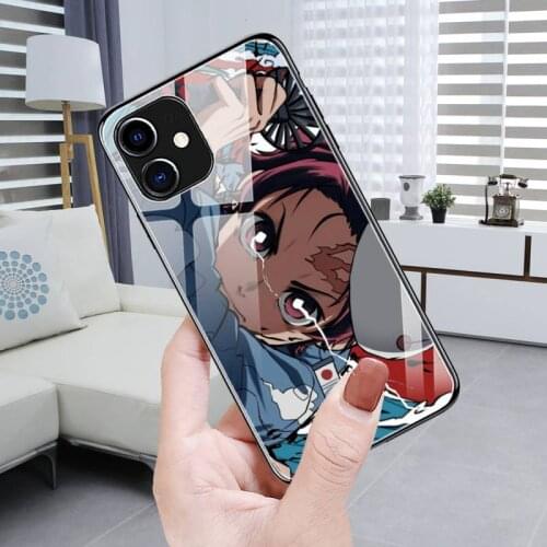 Anime Demon Slayer Phone Case Tempered Glass For iPhone12 11 Pro XR XS MAX 8 X 7 6S Plus SE 2020 12 Pro Max Mini case