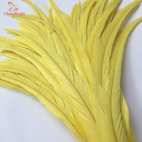 ChengBright Wholesale 50PCS 30-35CM New Yellow Rooster tail Feathers For Decoration Craft Feather Christma Diy Pheasant Feather