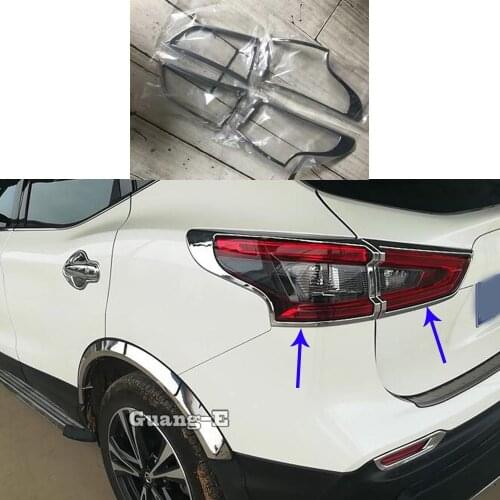 Car Body ABS Chrome Cover Trim Back Rear Tail Light Lamp Frame Stick Part 4pcs For Nissan Qashqai 2019 2020