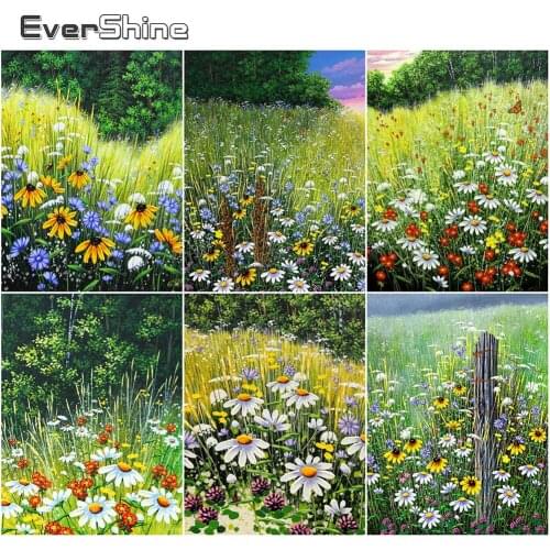 Evershine 5D Diamond Painting Flowers Cross Stitch Full Square Round Diamond Embroidery Daisy Mosaic Art Home Decor