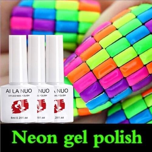 8ml Fluorescence Neon Light Color Gel Nail Polish UV LED Manicure Nail Lacquer Soak Off Candy Color Nail Art Gel Polish