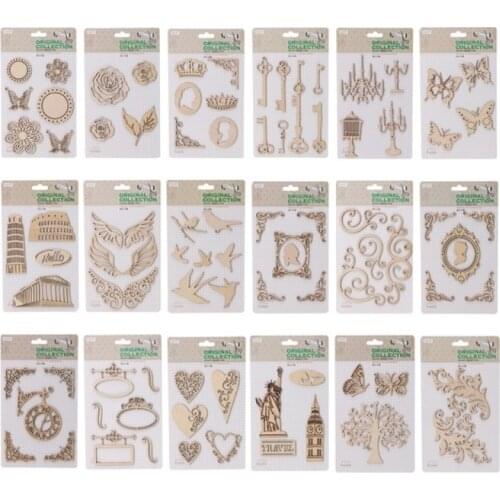 18 Designs Flowers Bird Laser Die Cutting Wooden Veneer Embellishments Wood Shape For Scrapbooking DIY Crafts Decor Hobby Making