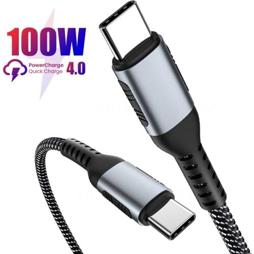 PD 100W USB Type C to USB C Cable Fast Charging Data Cable 5A Quick Charge 4.0 Type C Cable For Xiaomi Huawei Samsung MacBook