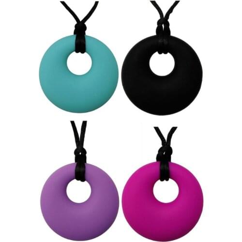 2 Pack Boys Girl Sensory Chew Necklace Silicone Chewy Pendant Jewelry for Autism